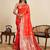 Orange jacquard saree with unstiched blouse