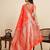 Orange jacquard saree with unstiched blouse