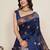 blue jacquard saree with unstiched blouse