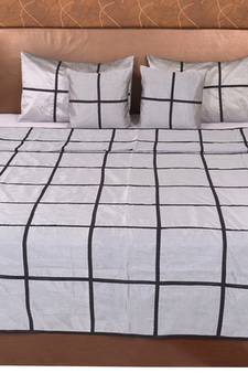 Polysilk Plain Checks Design Bed Cover Set