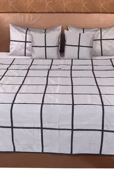 Polysilk Plain Checks Design Bed Cover Set