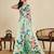 Mint green chinon saree with unstiched blouse