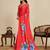 Red chinon saree with unstiched blouse