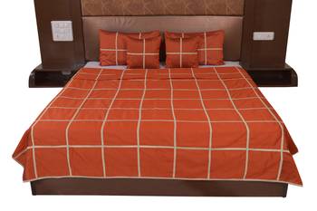 Polysilk Plain Checks Design Bed Cover Set 1