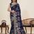 blue cotton blend saree with unstiched blouse