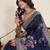 blue cotton blend saree with unstiched blouse