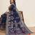 blue cotton blend saree with unstiched blouse