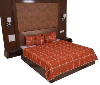 Polysilk Plain Checks Design Bed Cover Set 2