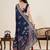 blue cotton blend saree with unstiched blouse