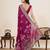 violet cotton blend saree with unstiched blouse