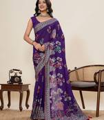 bengani cotton blend saree with unstiched blouse