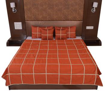 Polysilk Plain Checks Design Bed Cover Set 3