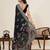 black cotton blend saree with unstiched blouse