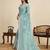 Blue linen saree with unstiched blouse
