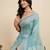 Blue linen saree with unstiched blouse