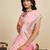 baby pink linen saree with unstiched blouse