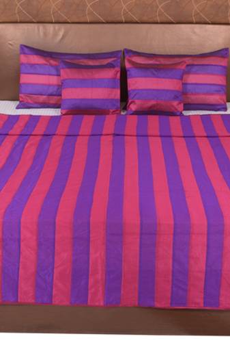 Polysilk Stripes Design Bed Cover Set