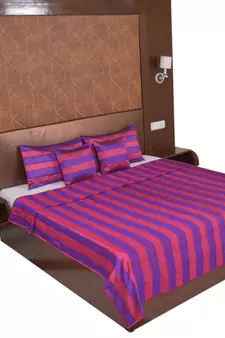 Polysilk Stripes Design Bed Cover Set