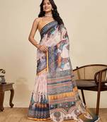 white linen saree with unstiched blouse