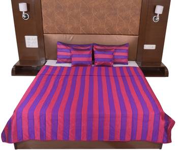 Polysilk Stripes Design Bed Cover Set 3