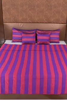 Polysilk Stripes Design Bed Cover Set