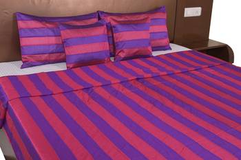 Polysilk Stripes Design Bed Cover Set 4