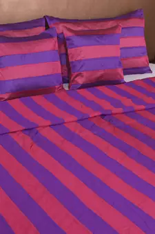 Polysilk Stripes Design Bed Cover Set