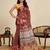 maroon linen saree with unstiched blouse