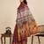 maroon linen saree with unstiched blouse