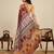 maroon linen saree with unstiched blouse