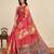 red linen saree with unstiched blouse