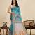 sea green linen saree with unstiched blouse