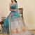 sea green linen saree with unstiched blouse