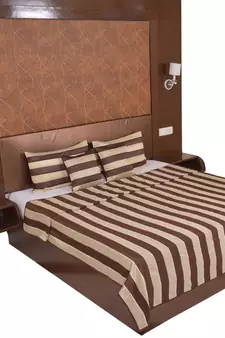 Polysilk Stripes Design Bed Cover Set