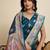 Teal blue soft silk sarees with unstiched blouse