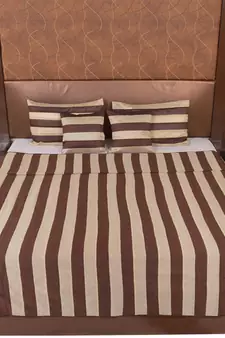 Polysilk Stripes Design Bed Cover Set