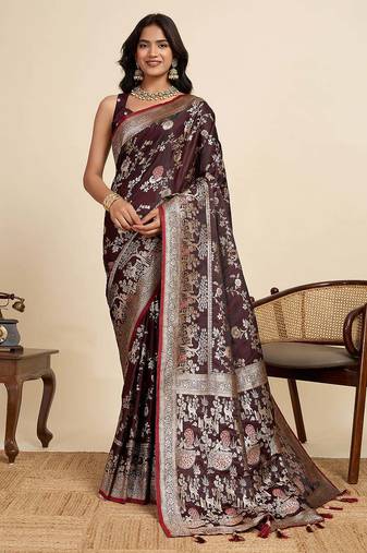 maroon soft art silk sarees with unstiched blouse