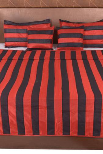 Polysilk Stripes Design Bed Cover Set