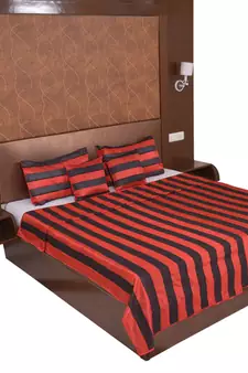 Polysilk Stripes Design Bed Cover Set