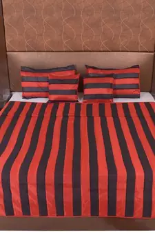 Polysilk Stripes Design Bed Cover Set