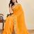 yellow georget soft saree with unstiched blouse