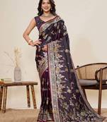 Maroon soft silk sarees with unstiched blouse