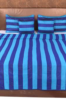 Polysilk Stripes Design Bed Cover Set