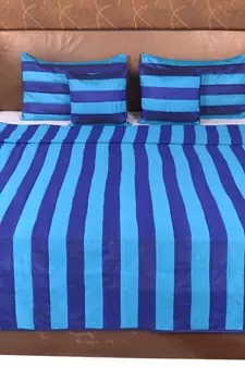 Polysilk Stripes Design Bed Cover Set