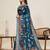 Teal soft silk sarees with unstiched blouse