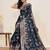 Teal blue soft silk sarees with unstiched blouse