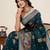 Teal green soft silk sarees with unstiched blouse