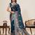 Teal blue soft silk sarees with unstiched blouse