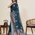 Teal blue soft silk sarees with unstiched blouse