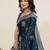 Teal blue soft silk sarees with unstiched blouse
